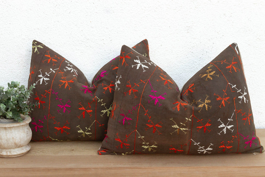 The Amritsar Duo, Antique Phulkari Lumbar Pillow Covers (Trade)
