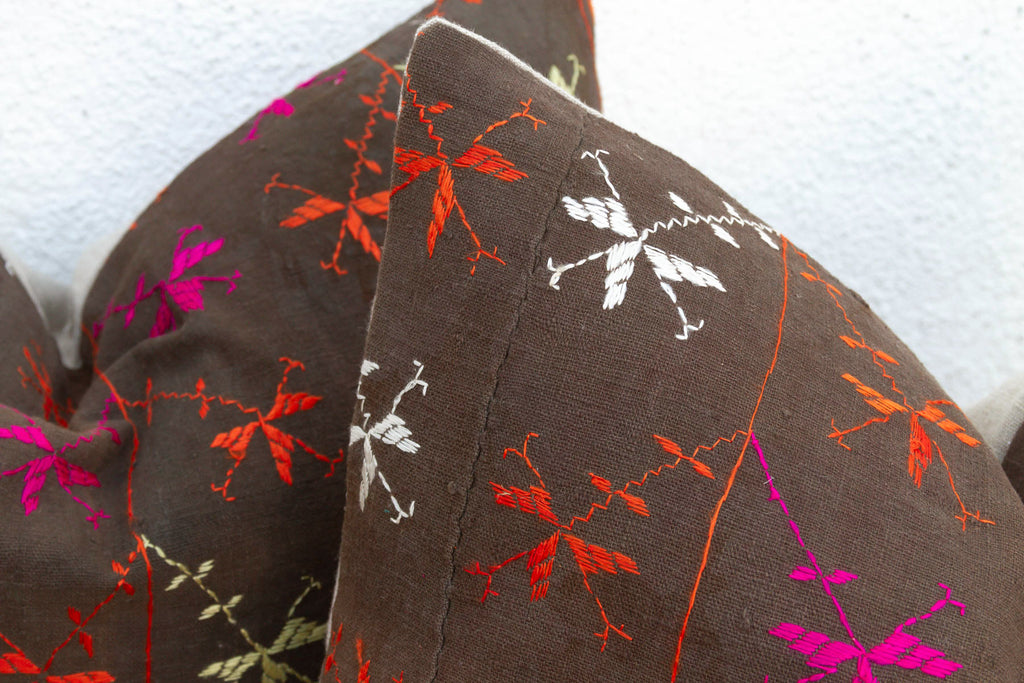 The Amritsar Duo, Antique Phulkari Lumbar Pillow Covers (Trade)