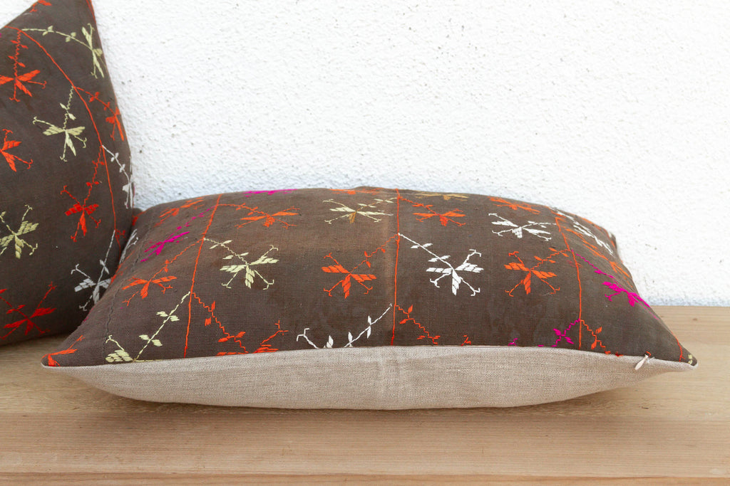 The Amritsar Duo, Antique Phulkari Lumbar Pillow Covers (Trade)