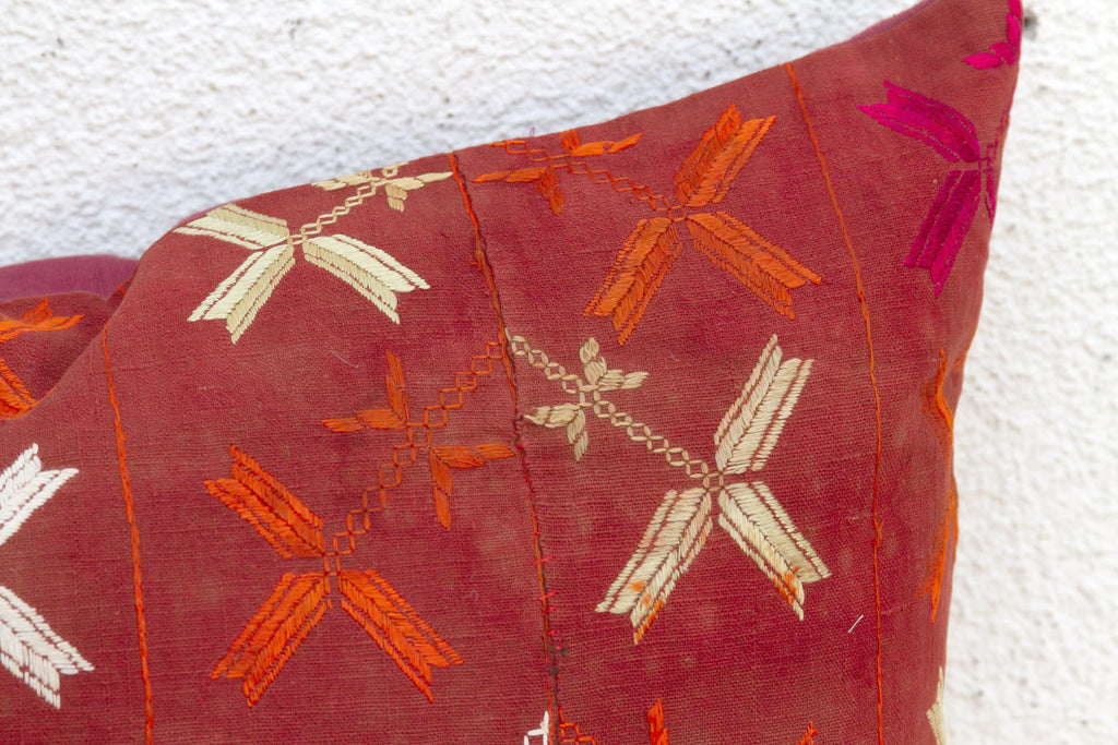 Punjabi Art, Antique Phulkari Lumbar Pillow Cover