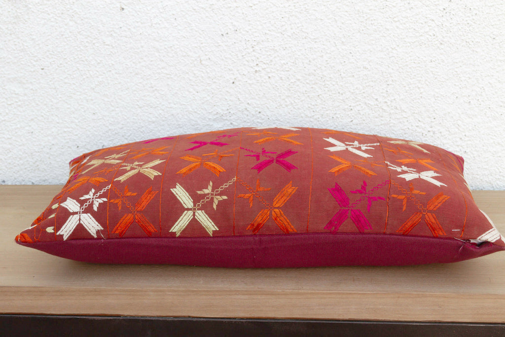 Punjabi Art, Antique Phulkari Lumbar Pillow Cover