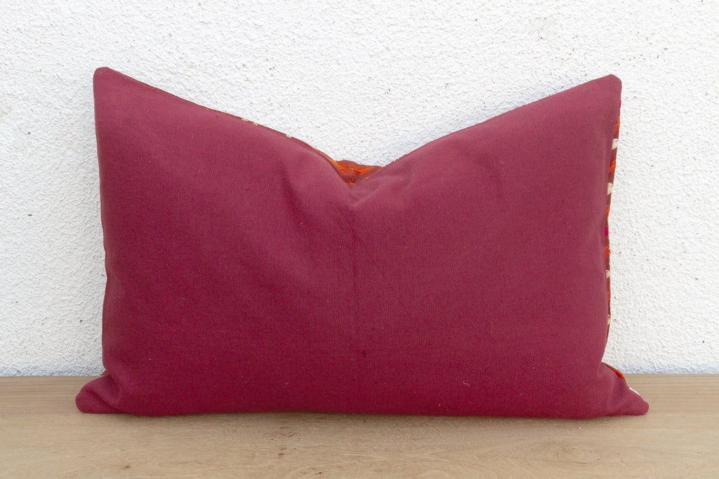 Punjabi Art, Antique Phulkari Lumbar Pillow Cover