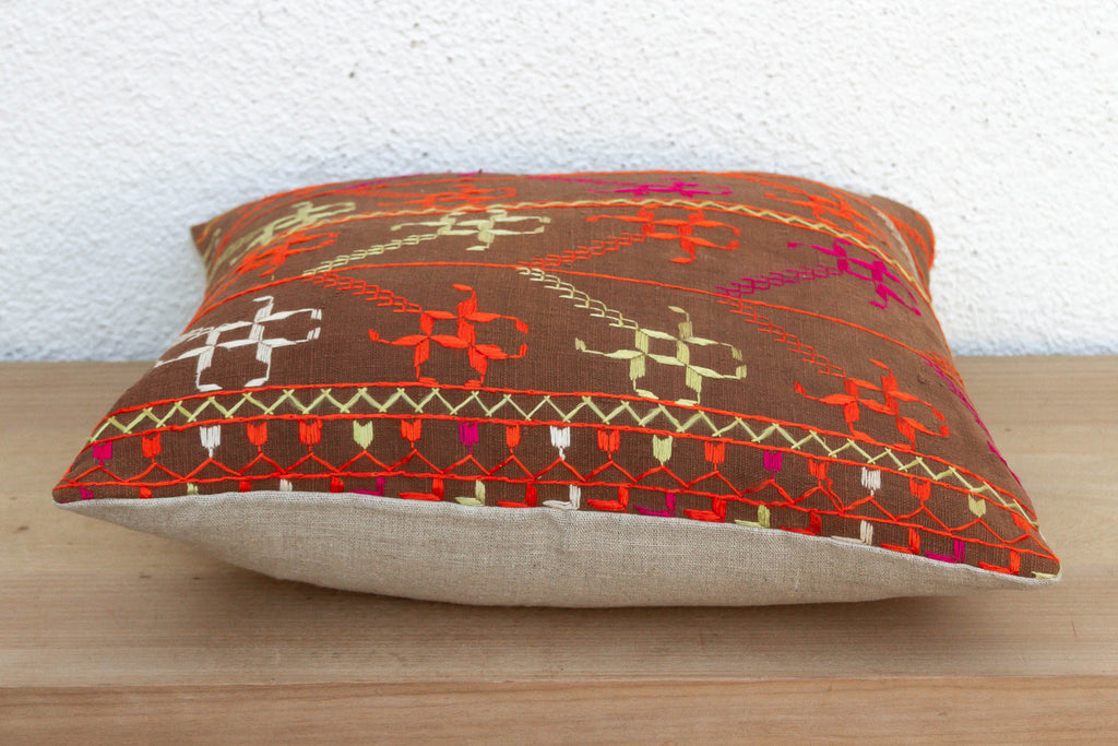 Saffron Labytinth, Antique Phulkari Pillow Cover