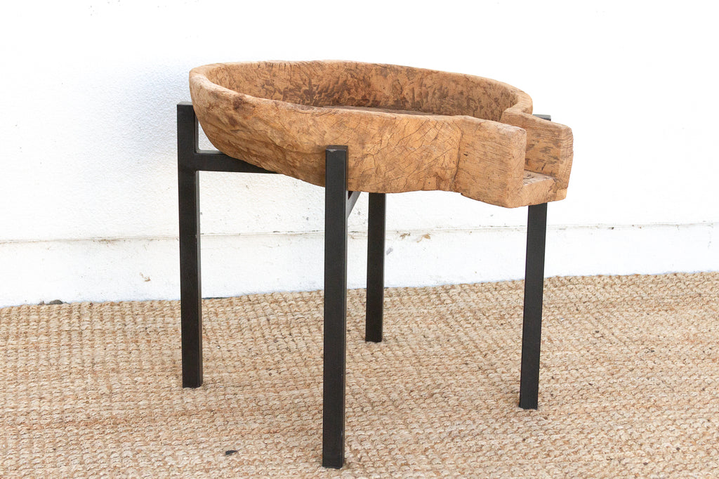 Antique French Dough Bowl Table