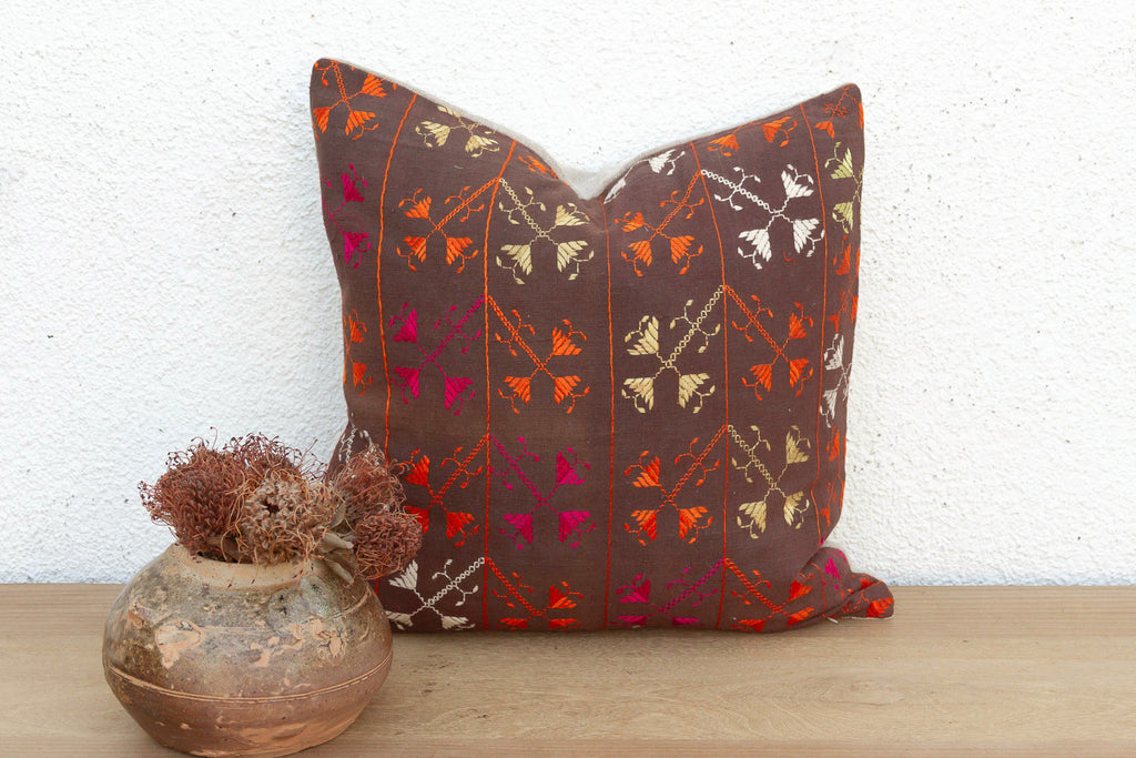 Nomadic Cross, Antique Phulkari Pillow Cover (Trade)