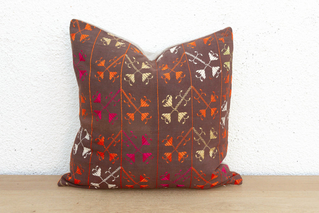 Nomadic Cross, Antique Phulkari Pillow Cover (Trade)