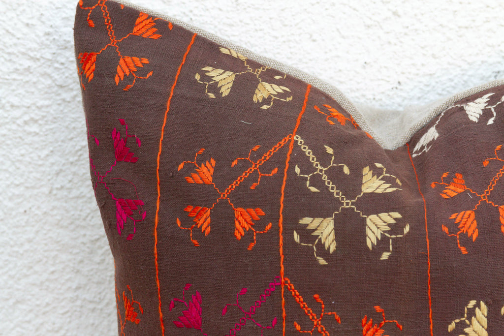 Nomadic Cross, Antique Phulkari Pillow Cover (Trade)