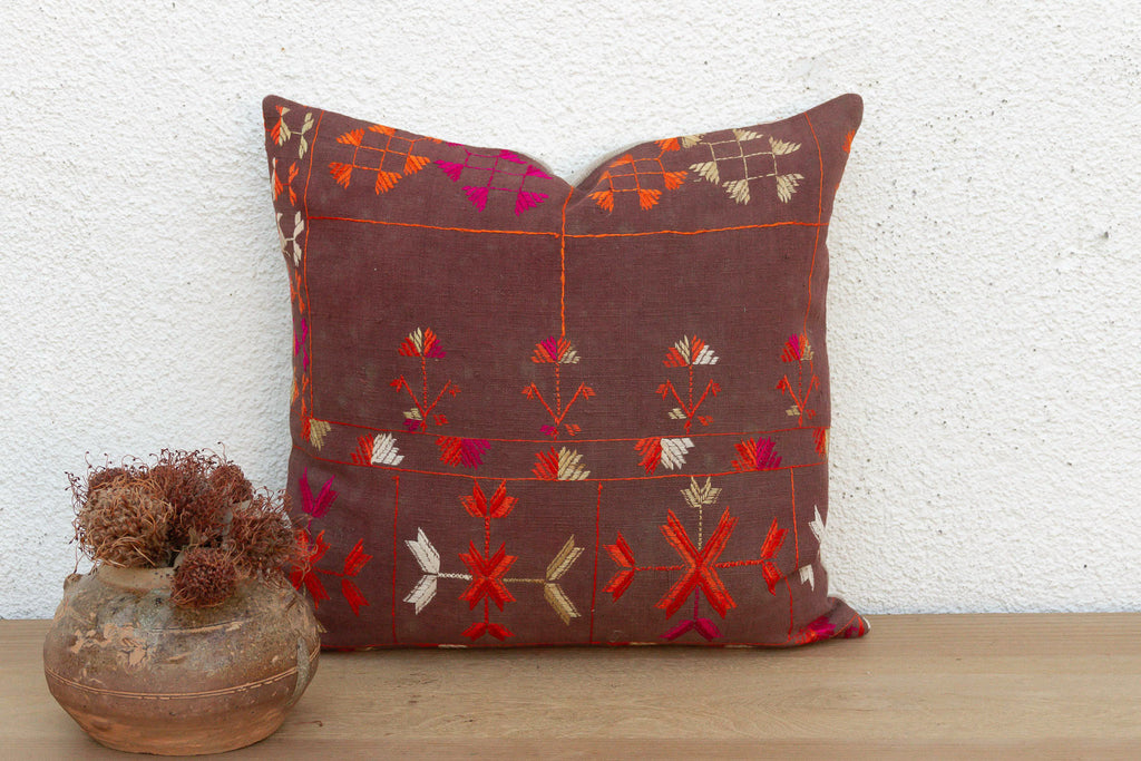 Mosaic Medallion, Antique Phulkari Pillow Cover