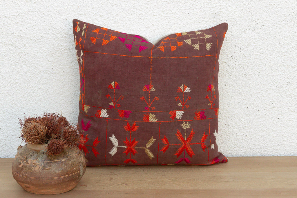Mosaic Medallion, Antique Phulkari Pillow Cover