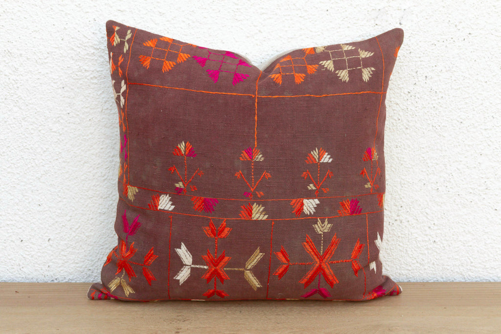 Mosaic Medallion, Antique Phulkari Pillow Cover