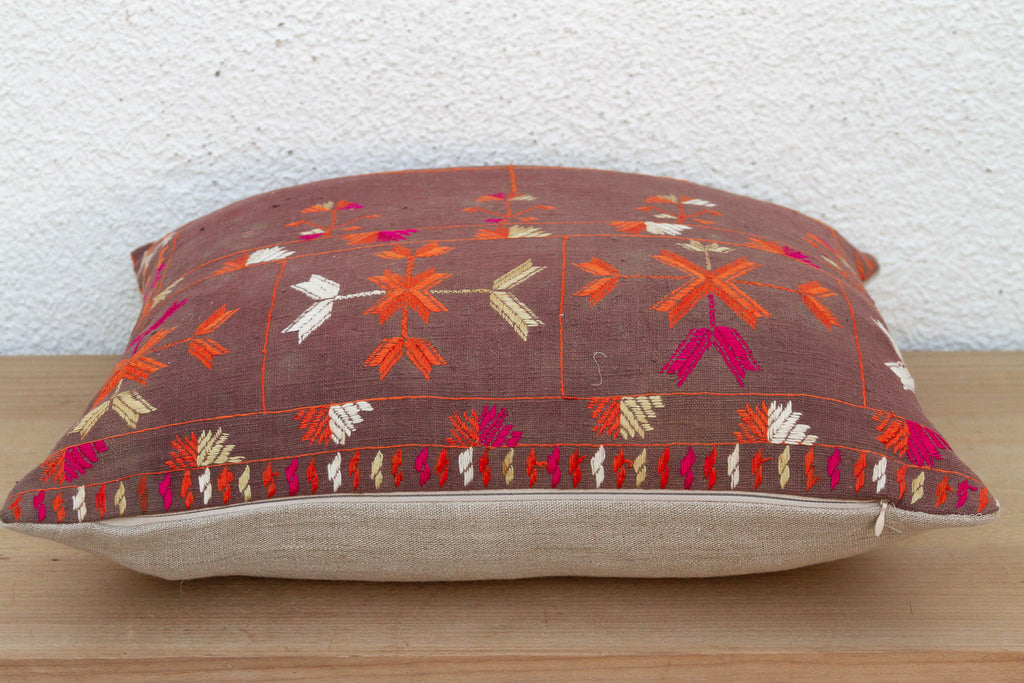 Mosaic Medallion, Antique Phulkari Pillow Cover