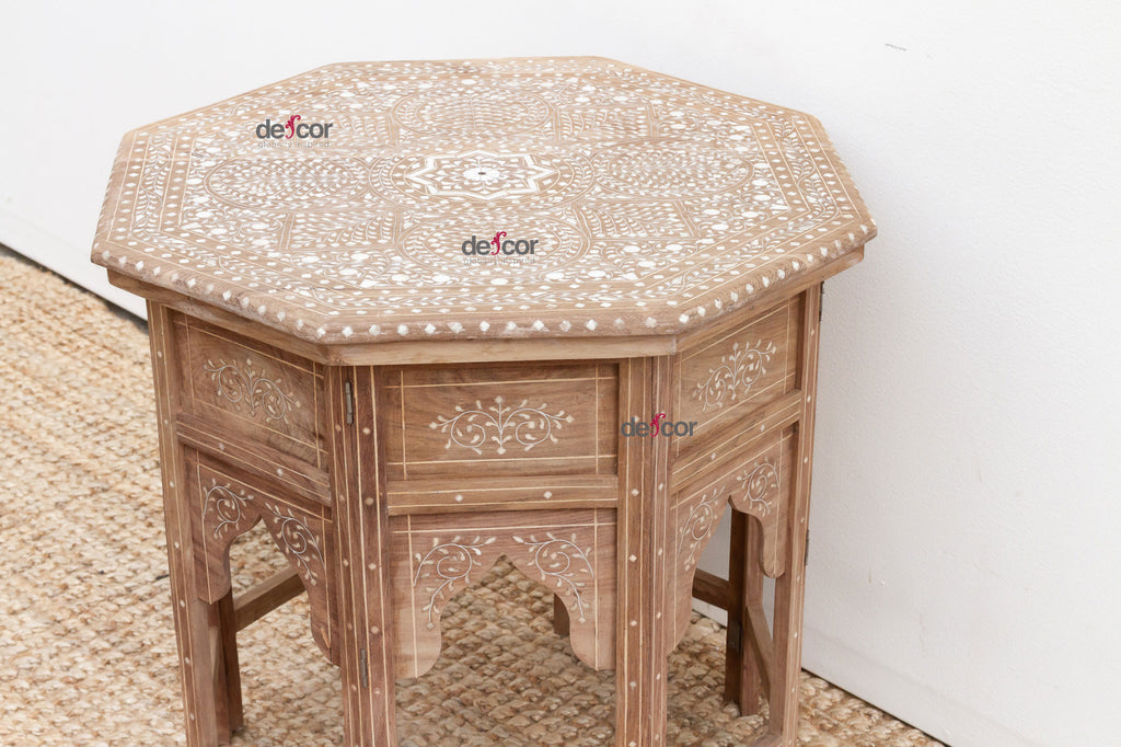 Fine Inlay Geometric Mandala Side Table