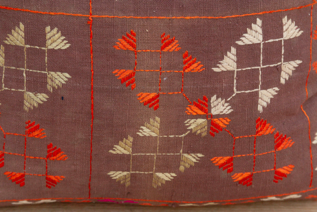 Tribal Lattice, Antique Phulkari Pillow Cover