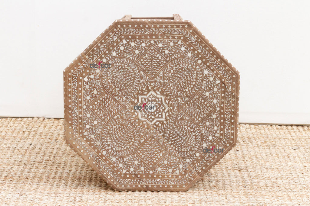 Fine Inlay Geometric Mandala Side Table