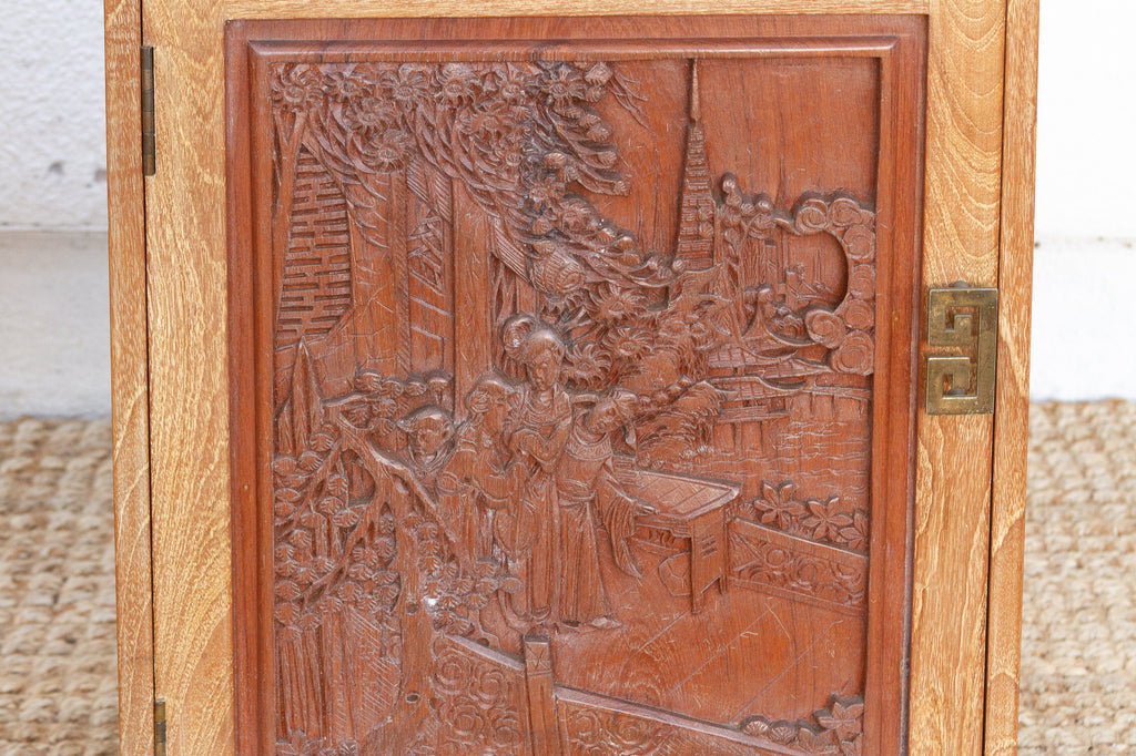 Pair of Finely Carved Bedside Cabinet