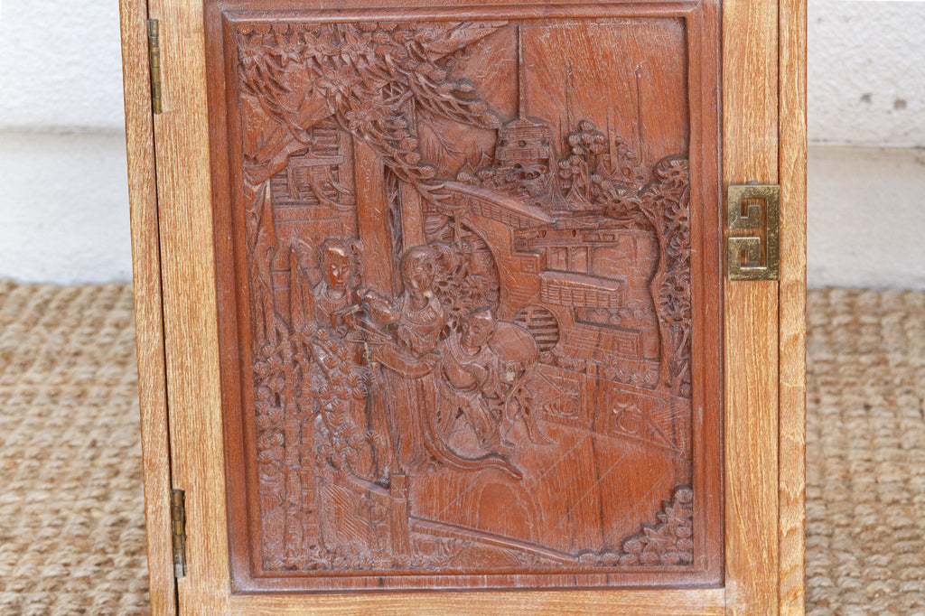 Pair of Finely Carved Bedside Cabinet