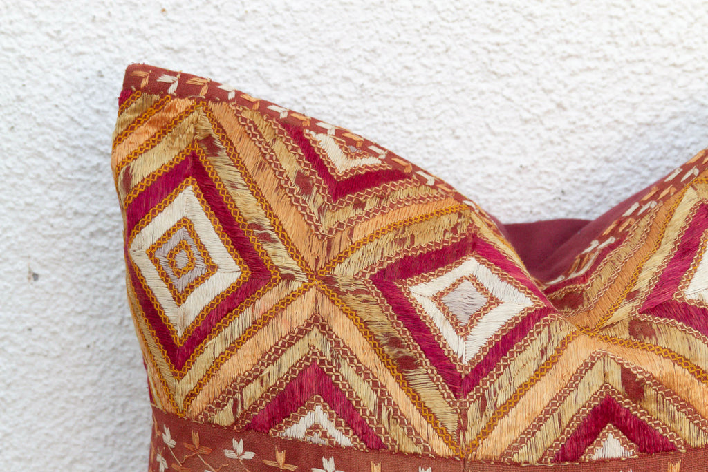 Golden Sunburst, Antique Phulkari Pillow Cover (Trade)
