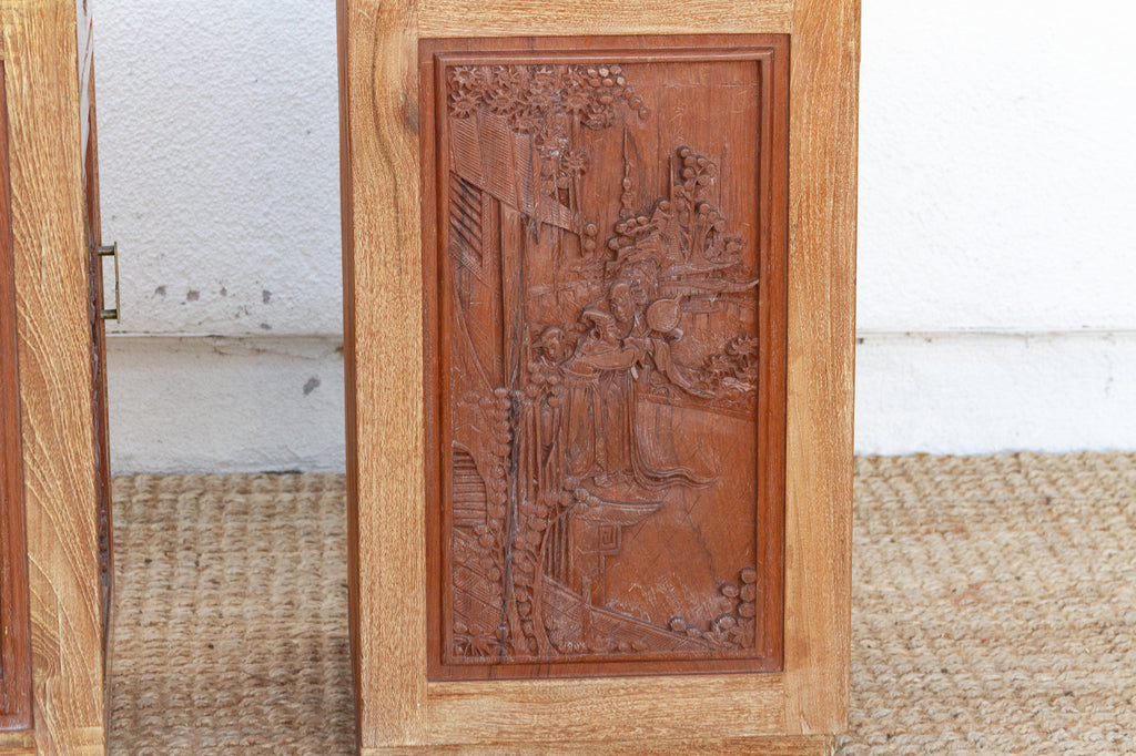 Pair of Finely Carved Bedside Cabinet