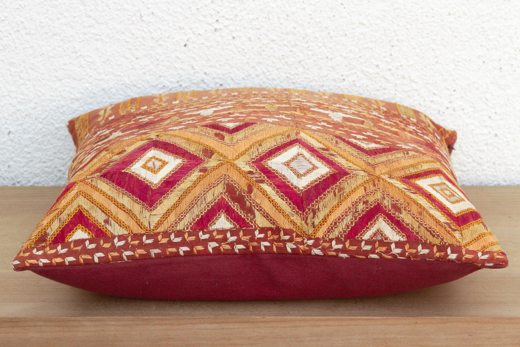 Golden Sunburst, Antique Phulkari Pillow Cover (Trade)