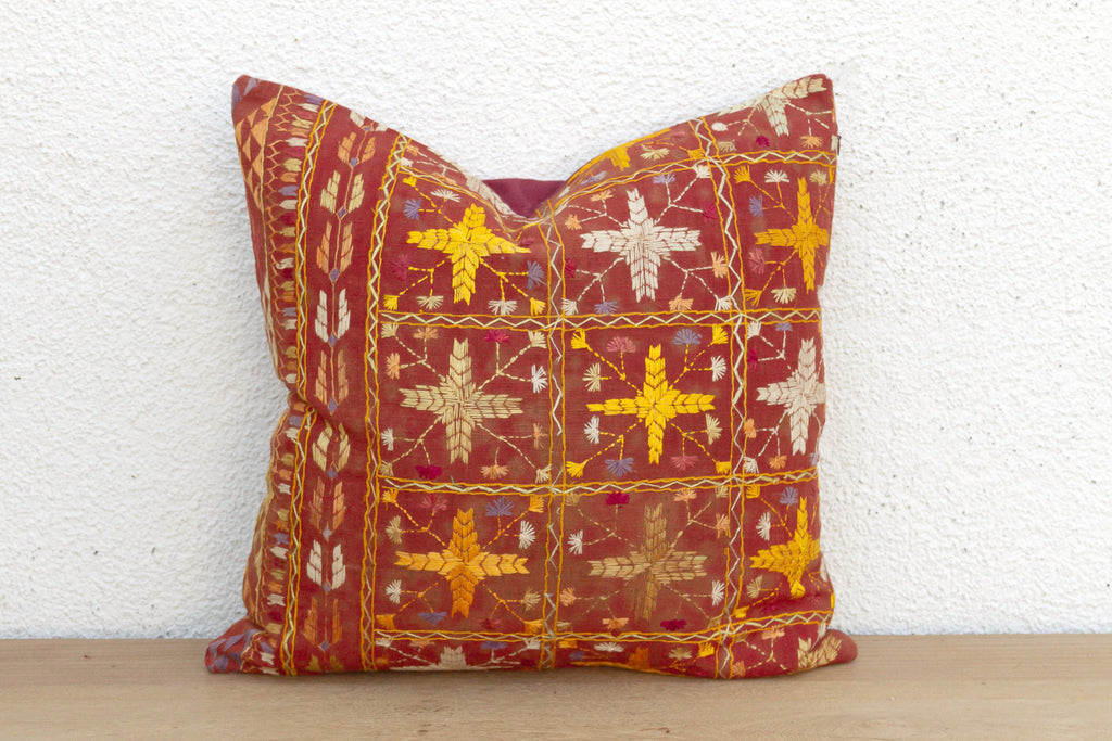 Marigold Mandala, Antique Phulkari Pillow Cover