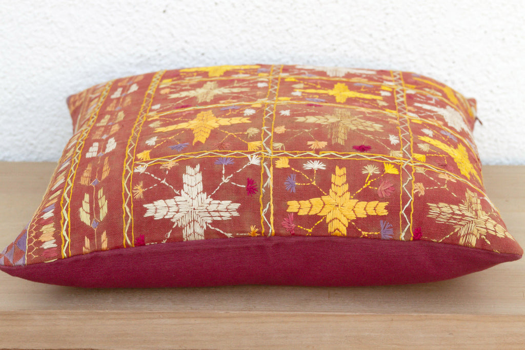 Marigold Mandala, Antique Phulkari Pillow Cover
