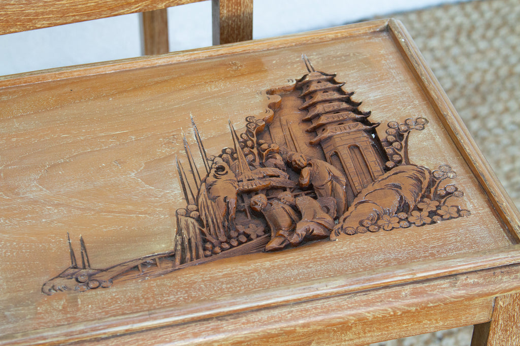 Set of Four, Mid-Century Carved Nesting Tables