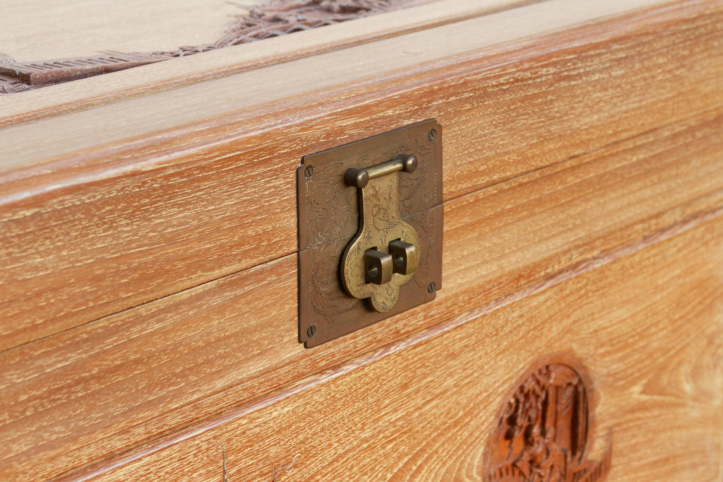 Mid-Century Tall Finely Carved Storage Chest