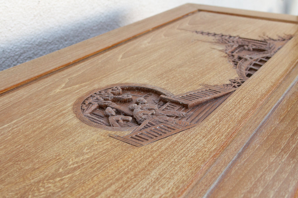Mid-Century Tall Finely Carved Storage Chest