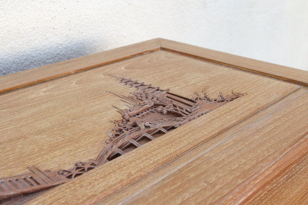 Mid-Century Tall Finely Carved Storage Chest