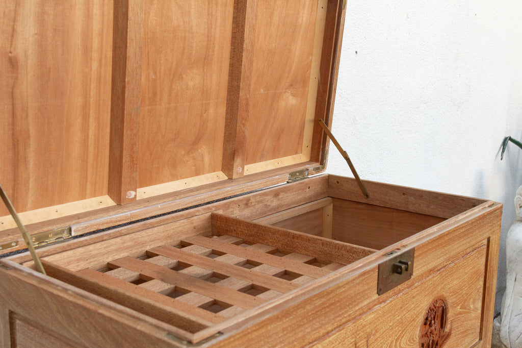 Mid-Century Tall Finely Carved Storage Chest
