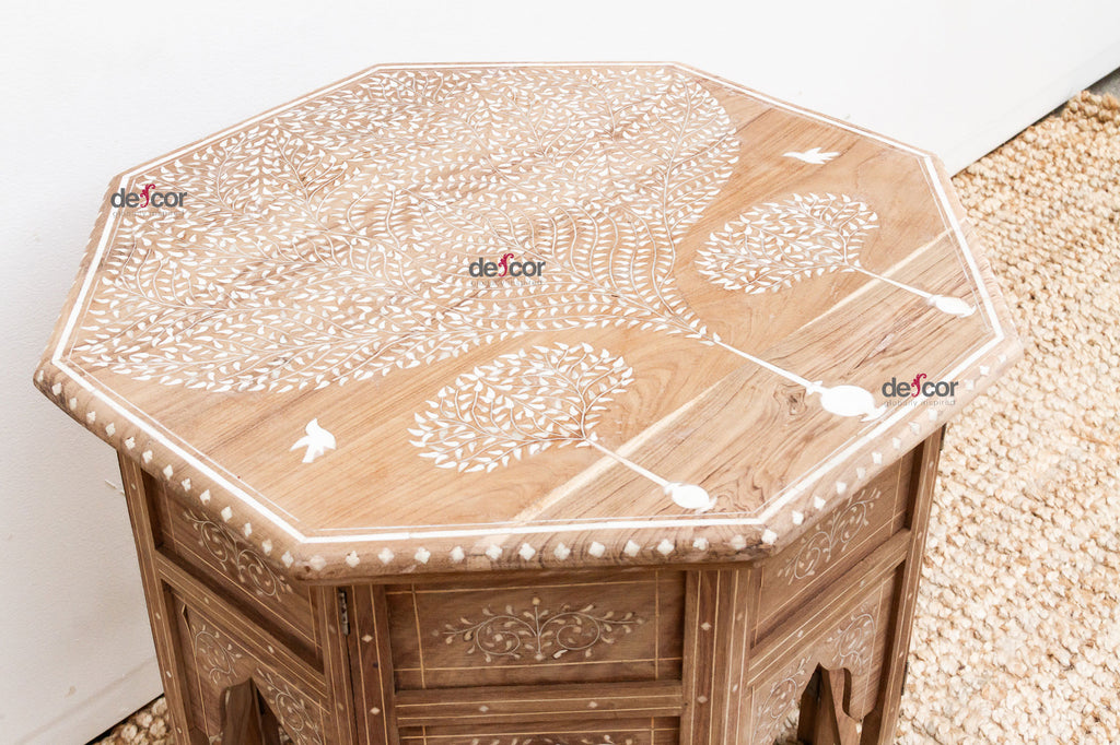 Tree of Life Inlay Folding Side Table