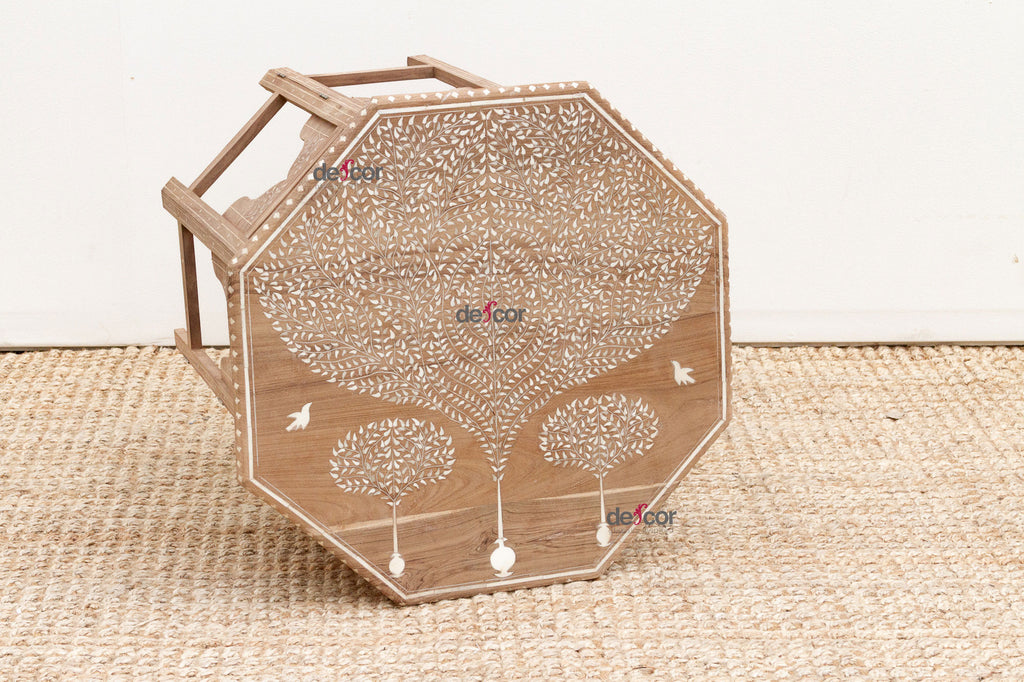 Tree of Life Inlay Folding Side Table