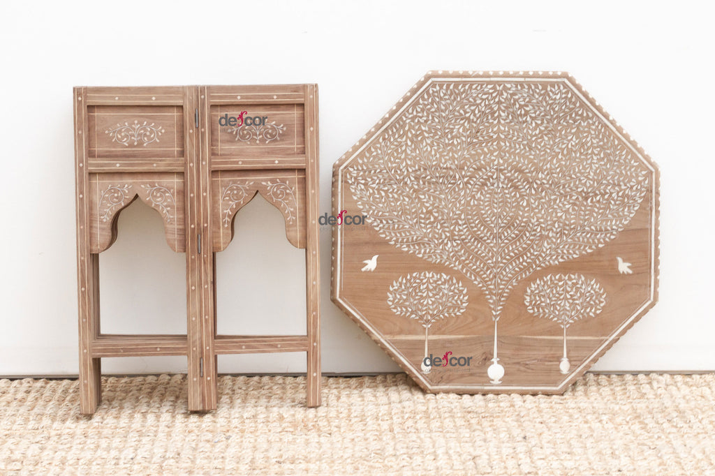 Tree of Life Inlay Folding Side Table