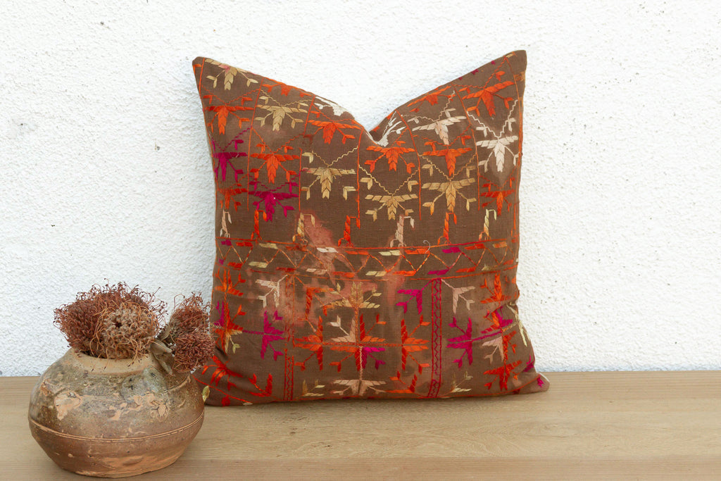 Sangrul Scroll, Antique Phulkari Pillow Cover