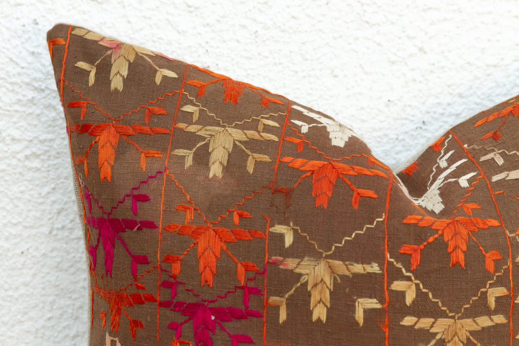 Sangrul Scroll, Antique Phulkari Pillow Cover