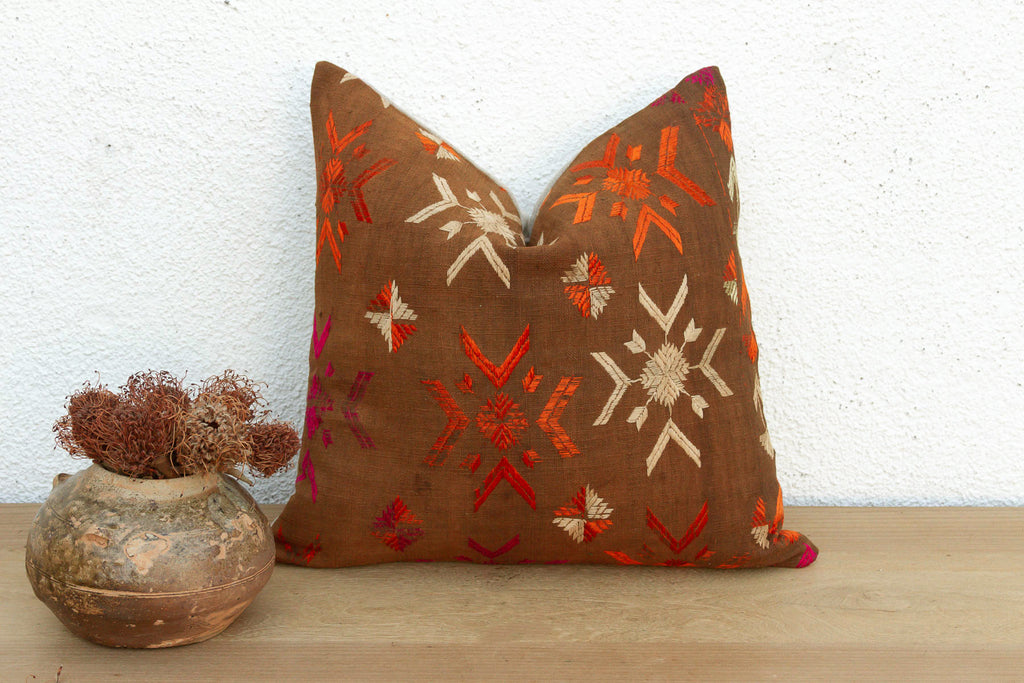 Eternal Flowers, Antique Phulkari Pillow Cover