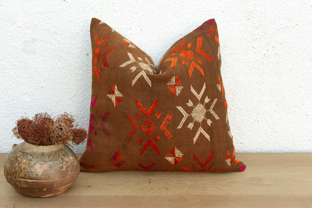 Eternal Flowers, Antique Phulkari Pillow Cover