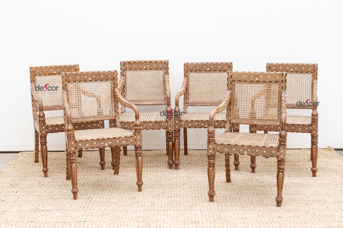 Set of Six, Elegant Anglo Indian Inlay Armchairs– DE-COR | Globally ...