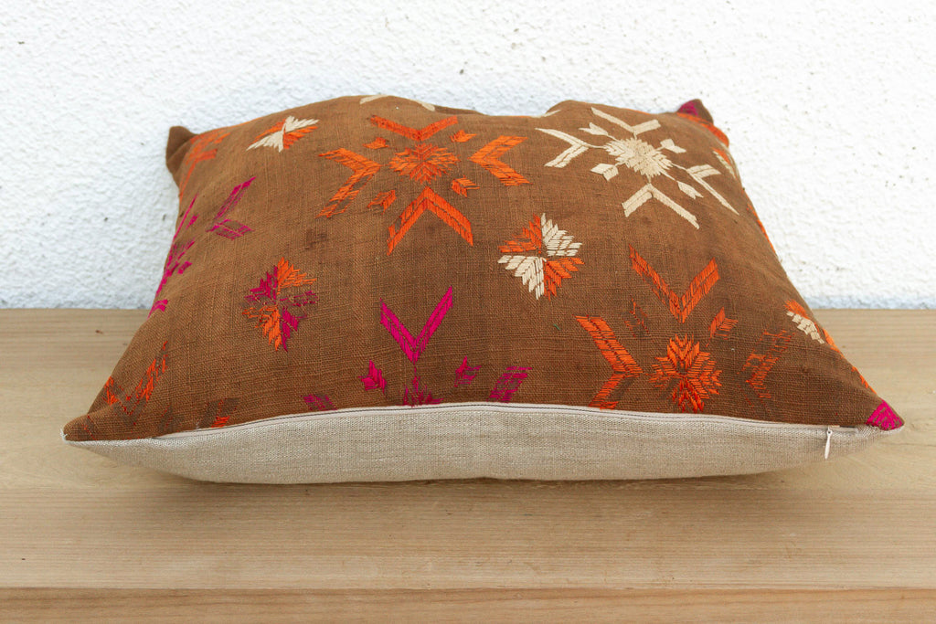 Eternal Flowers, Antique Phulkari Pillow Cover