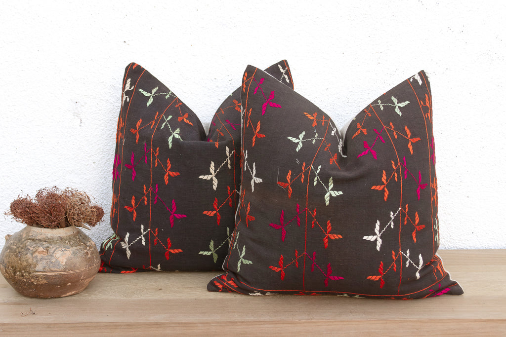 Doaba Pair, Antique Phulkari Pillow Covers (Trade)