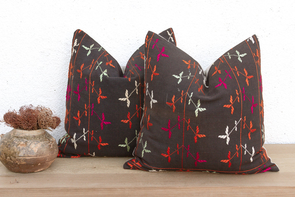Doaba Pair, Antique Phulkari Pillow Covers (Trade)