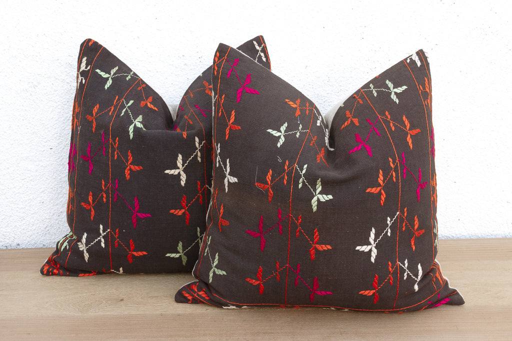 Doaba Pair, Antique Phulkari Pillow Covers (Trade)