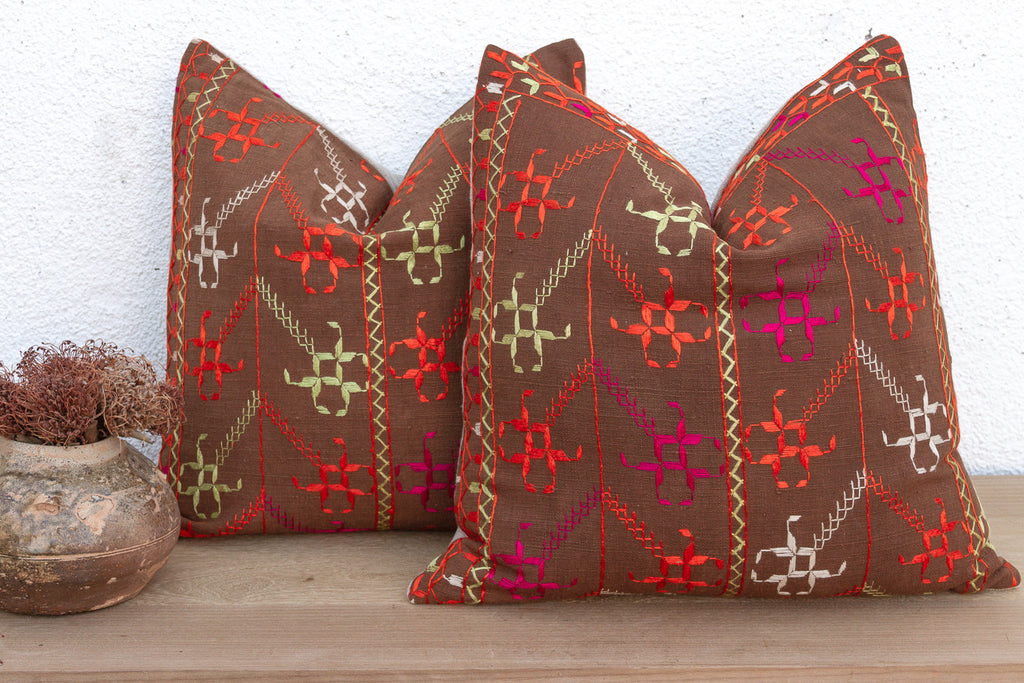 Luminous Khaddar, Set of 2 Antique Phulkari Pillow Covers
