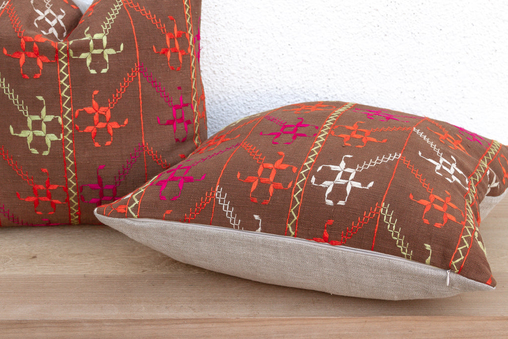 Luminous Khaddar, Set of 2 Antique Phulkari Pillow Covers