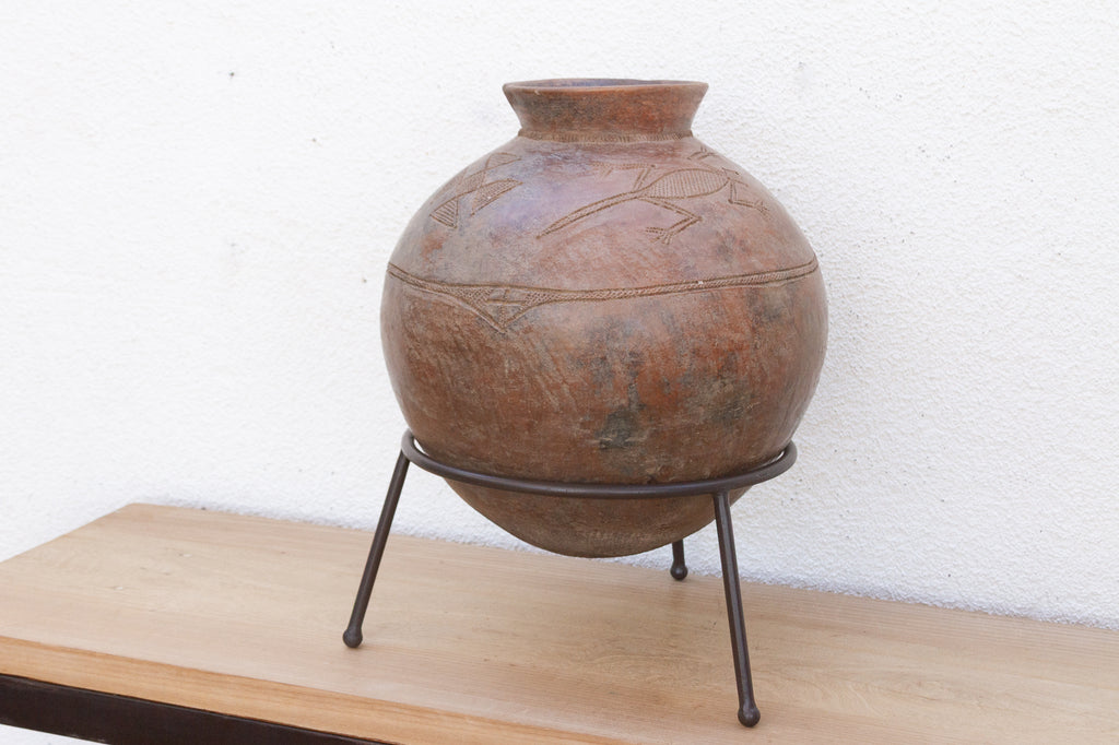 Authentic Antique African Mossi Pot on Stand