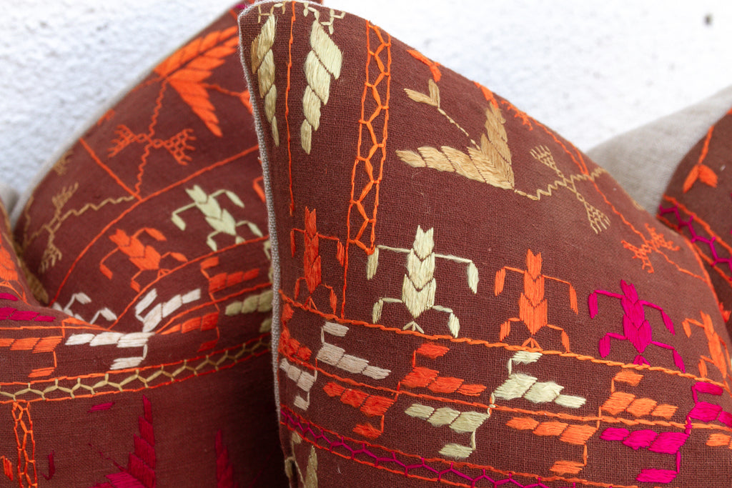 Heirloom Desert, Antique Phulkari Pillow Covers, A Pair