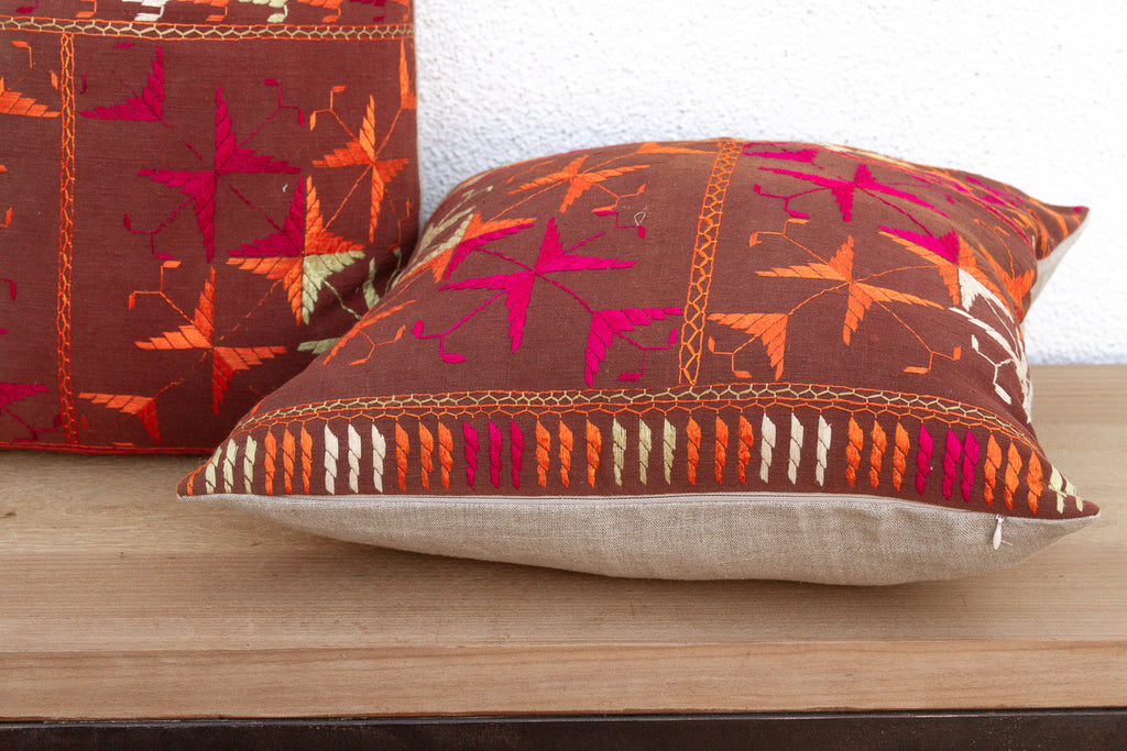 Heirloom Desert, Antique Phulkari Pillow Covers, A Pair