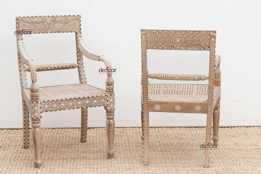 Pair of Charming Inlay Peacock Armchair