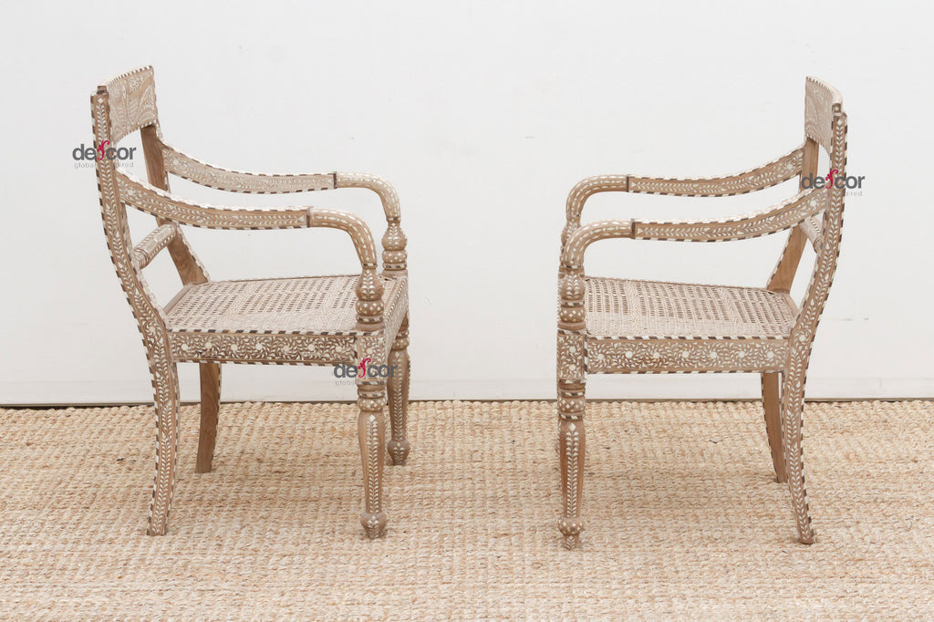 Pair of Charming Inlay Peacock Armchair