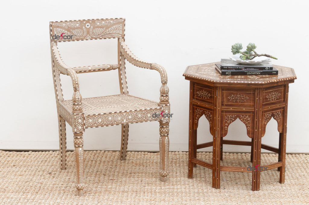 Royal Anglo-Indian Peacock Inlay Armchair